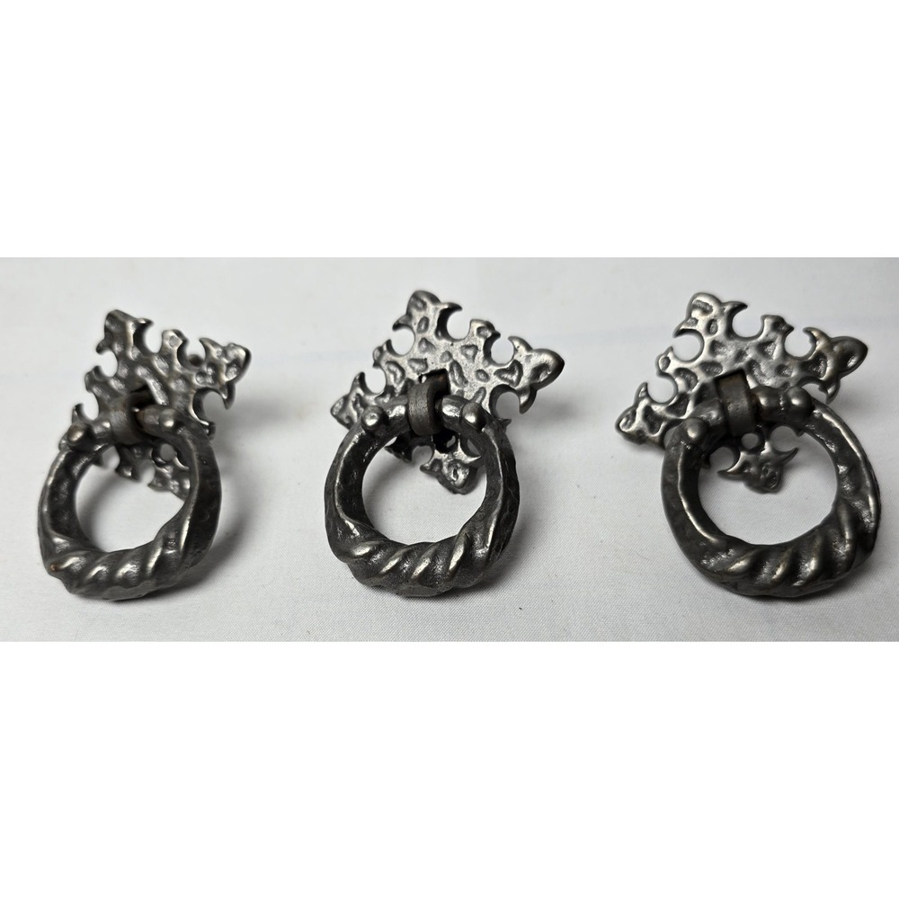 Drawer Pull Knobs Diamond With Ring Metal Set‎ Of 3 Single Hole Mount